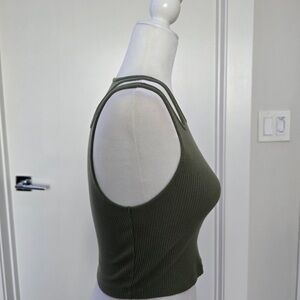 Olive Green Ribbed Tank Top